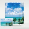 Palms Beach Shower Curtain Set, Tropical Bath Mat, Palm Tree Bathroom Rug, Ocean Mat, Miami Beach House Decor