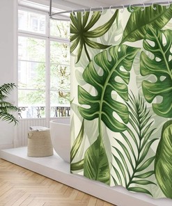 Palms Monstera Banana Leaf Green Plant Botanical Shower Curtain For Bathroom Bathtub Home Decor