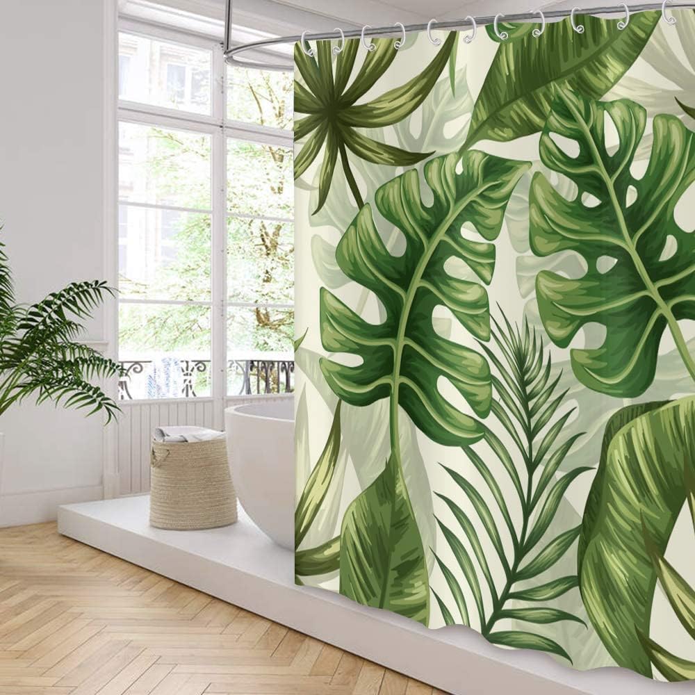 Palms Monstera Banana Leaf Green Plant Botanical Shower Curtain For Bathroom Bathtub Home Decor