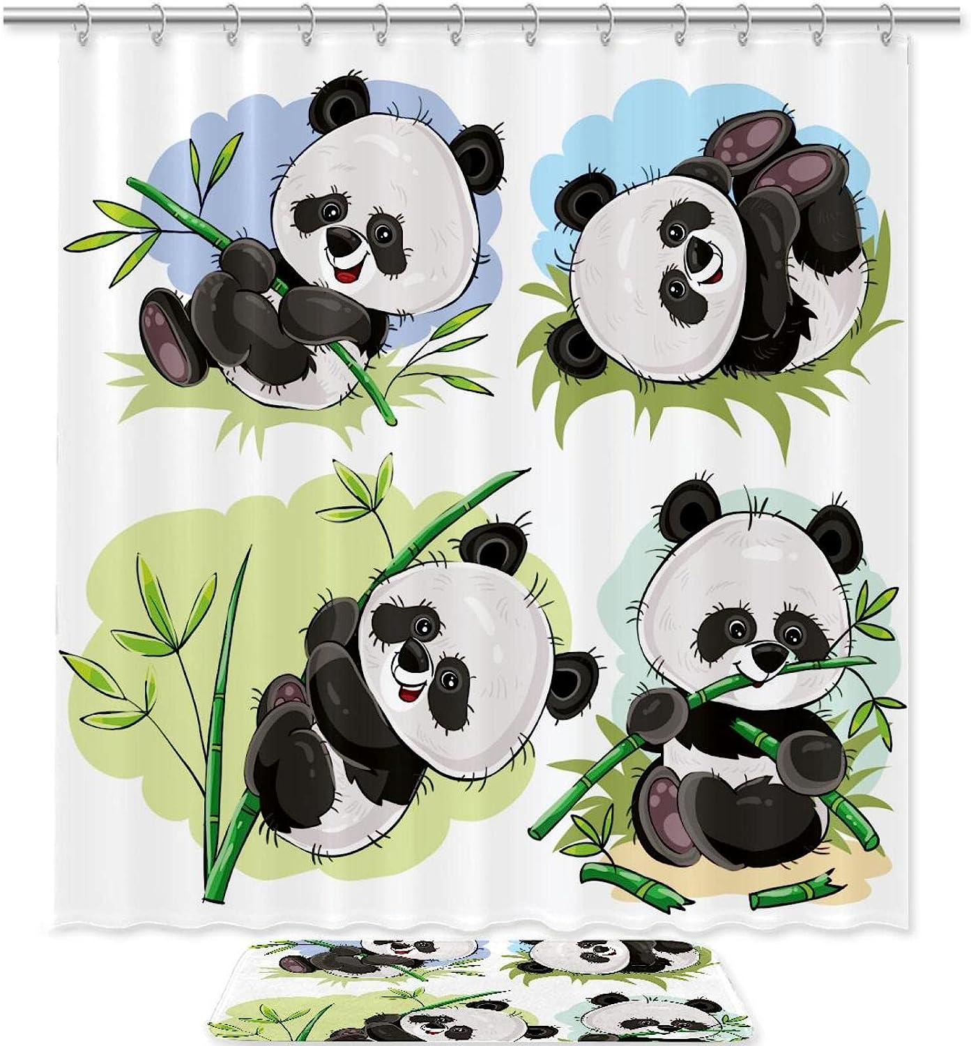Panda Baby Bamboo Print Shower Curtain - Add Some Cuteness To Your Bathroom