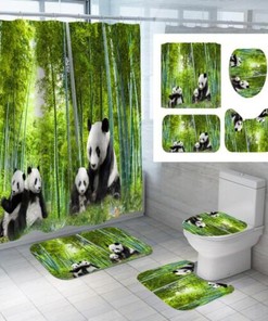 Panda Bamboo Forest Animals Shower Curtain for Fun Bathroom Decor