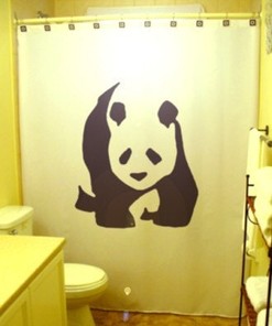 Panda Bear Shower Curtain, Vintage Style Bear Bathroom Decor