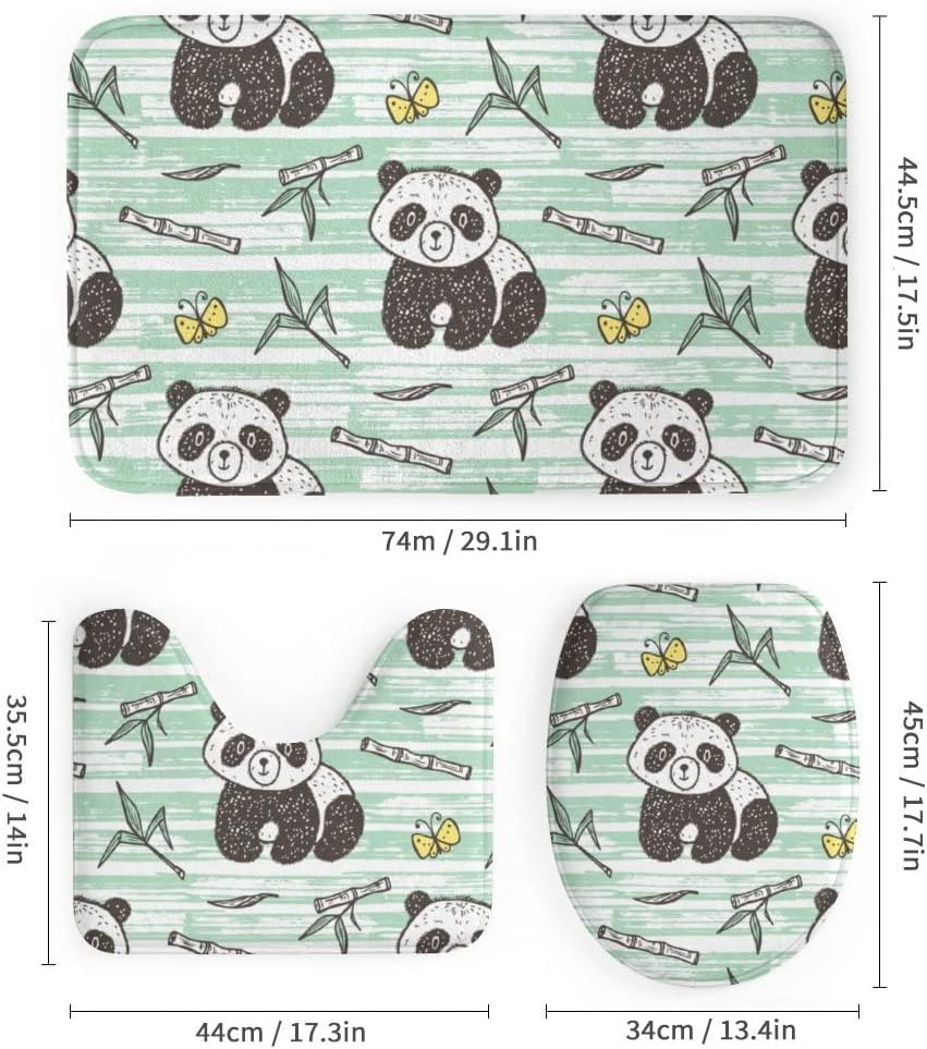 Pandas and Bamboo Patterned Shower Curtain for Bathroom - Waterproof Curtain