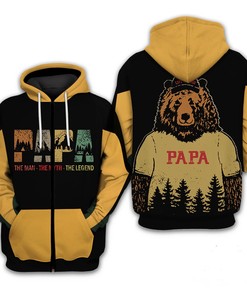 Papa Bear Camping 3D Zip Hoodie - Gifts For Fans