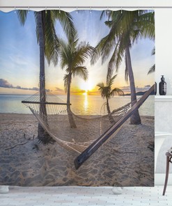 Paradise Beach Palms Print Shower Curtain for a Summery Bath