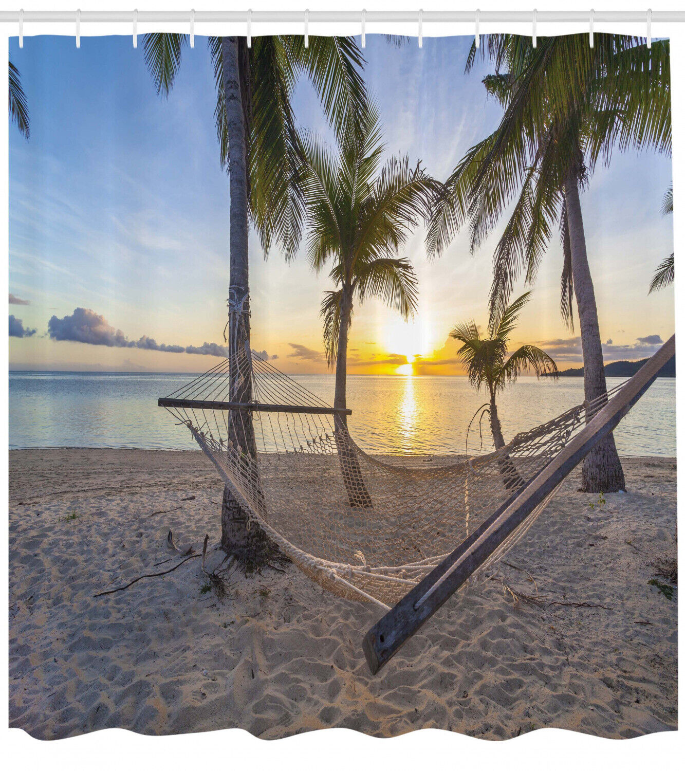Paradise Beach Palms Print Shower Curtain for a Summery Bath