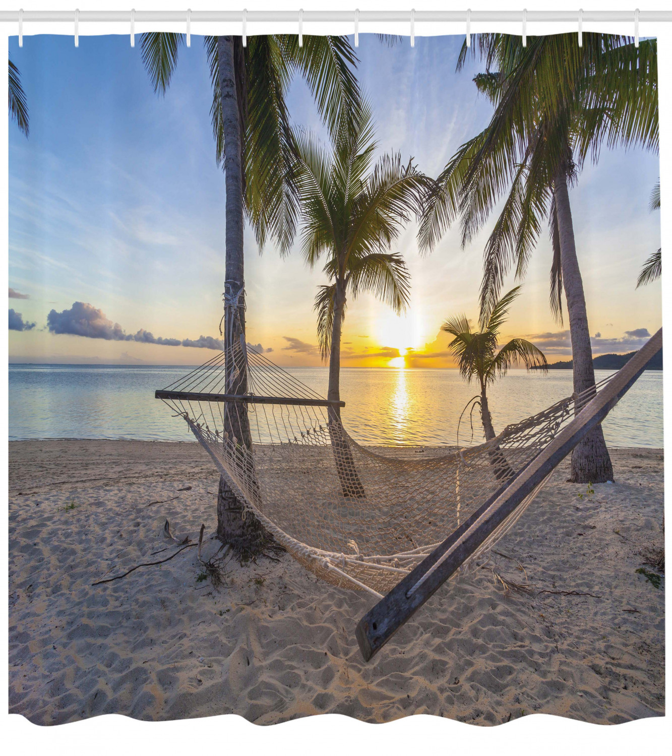 Paradise Beach Palms Print Shower Curtain for a Summery Bath