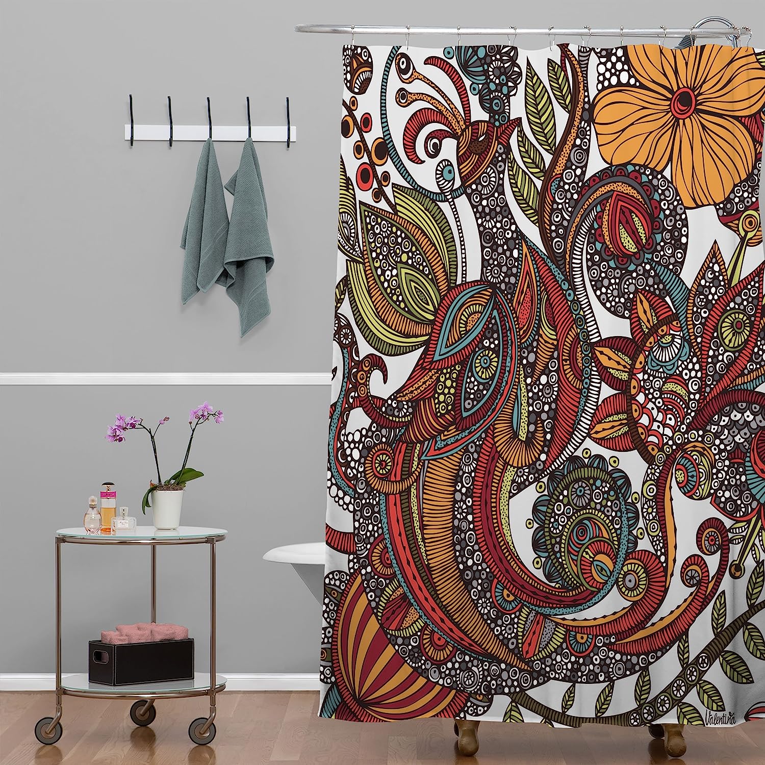 Paradise Bird Shower Curtain By Valentina Ramos - A Tropical And Exotic Addition To Your Bathroom - Image 2