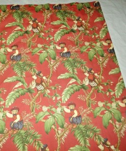 Paradise Monkey Shower Curtain, Jungle Leaf Cream Green Bathroom Decor
