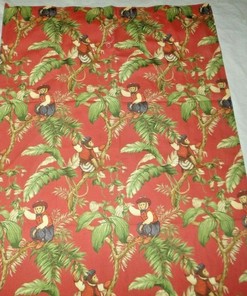 Paradise Monkey Shower Curtain, Jungle Leaf Cream Green Bathroom Decor