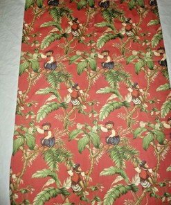 Paradise Monkey Shower Curtain, Jungle Leaf Cream Green Bathroom Decor