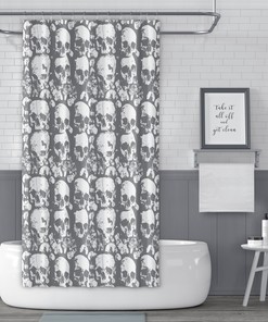 Paris Catacombs Skull Print Shower Curtain for a Eerie and Historical Bathroom