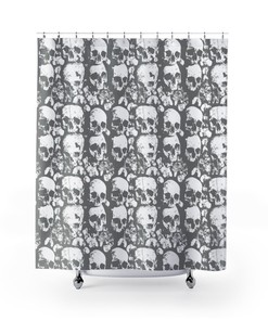 Paris Catacombs Skull Print Shower Curtain for a Eerie and Historical Bathroom