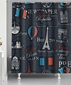 Paris Eiffel Tower Culture France Shower Curtain - Romantic French Bathroom Decor