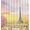 Paris Eiffel Tower Drawing Design Shower Curtain with Floral Decoration: Bathroom Dcor