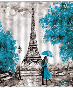 Paris Eiffel Tower Shower Curtain, Modern Painting Design, Stylish Bathroom Decor