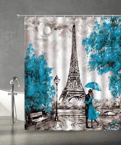 Paris Eiffel Tower Shower Curtain, Modern Painting Design, Stylish Bathroom Decor