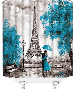 Paris Eiffel Tower Shower Curtain, Modern Painting Design, Stylish Bathroom Decor