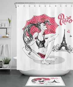 Paris Eiffel Tower Shower Curtain - Sexy Fashion Girl Bathroom Decor