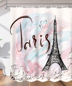 Paris Eiffel Tower Shower Curtain with Stylish Design, Perfect for French Themed Bathroom Decor 