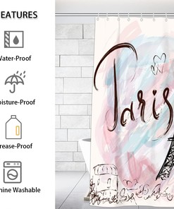 Paris Eiffel Tower Shower Curtain with Stylish Design, Perfect for French Themed Bathroom Decor