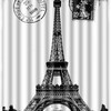 Paris Eiffel Tower Vintage Bathroom Shower Curtain, City of Love in Black and White