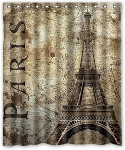 Paris Eiffel Tower Vintage Bathroom Shower Curtain for Romantics