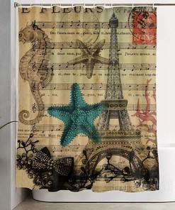 Paris Eiffel Tower and Sea Creatures Waterproof Shower Curtain for Your Chic Bathroom
