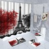 Paris Shower Curtain Set With Eiffel Tower Pink And Beautiful Waterproof Bathroom Curtains