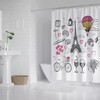 Paris Theme Shower Curtain with C-shaped Hooks for Bath and Waterproof Use