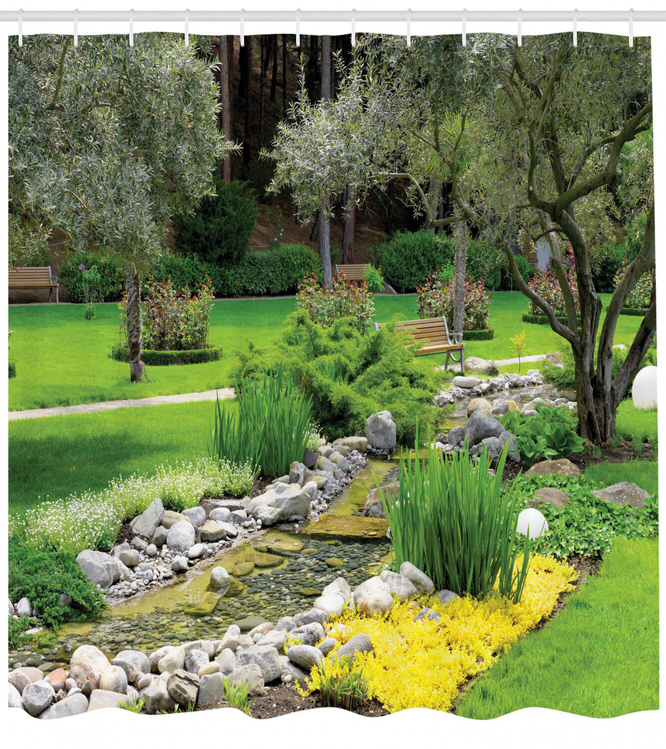 Park Landscape Print Garden Shower Curtain For Bathroom