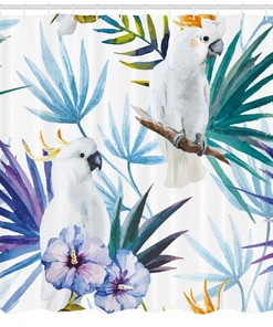 Parrot Palm Watercolor Print Shower Curtain for a Colorful Bath