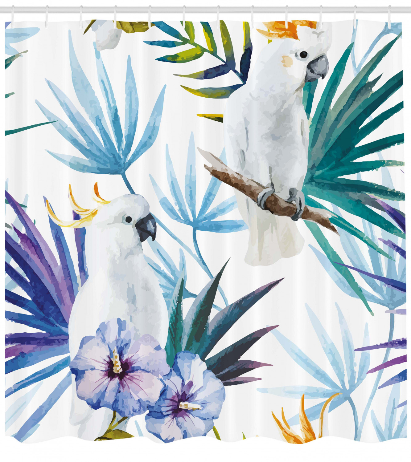 Parrot Palm Watercolor Print Shower Curtain for a Colorful Bath