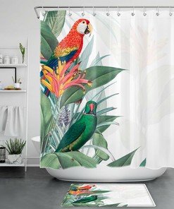 Parrot Paradise Tropical Shower Curtain for a Fun and Colorful Bathroom