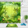 Parrot Paradise: Vibrant Green Leaves with Parrot Print Shower Curtain 