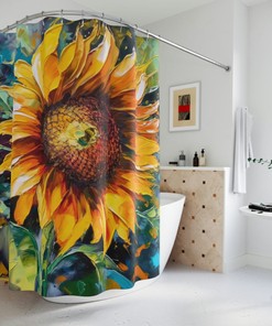 Passionate and Surreal Kansas State Flower Sunflower Shower Curtain for a Natural Bathroom Look