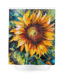 Passionate and Surreal Kansas State Flower Sunflower Shower Curtain for a Natural Bathroom Look