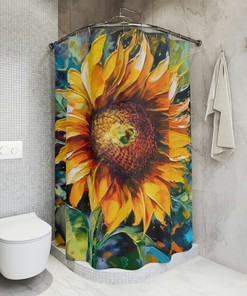 Passionate and Surreal Kansas State Flower Sunflower Shower Curtain for a Natural Bathroom Look