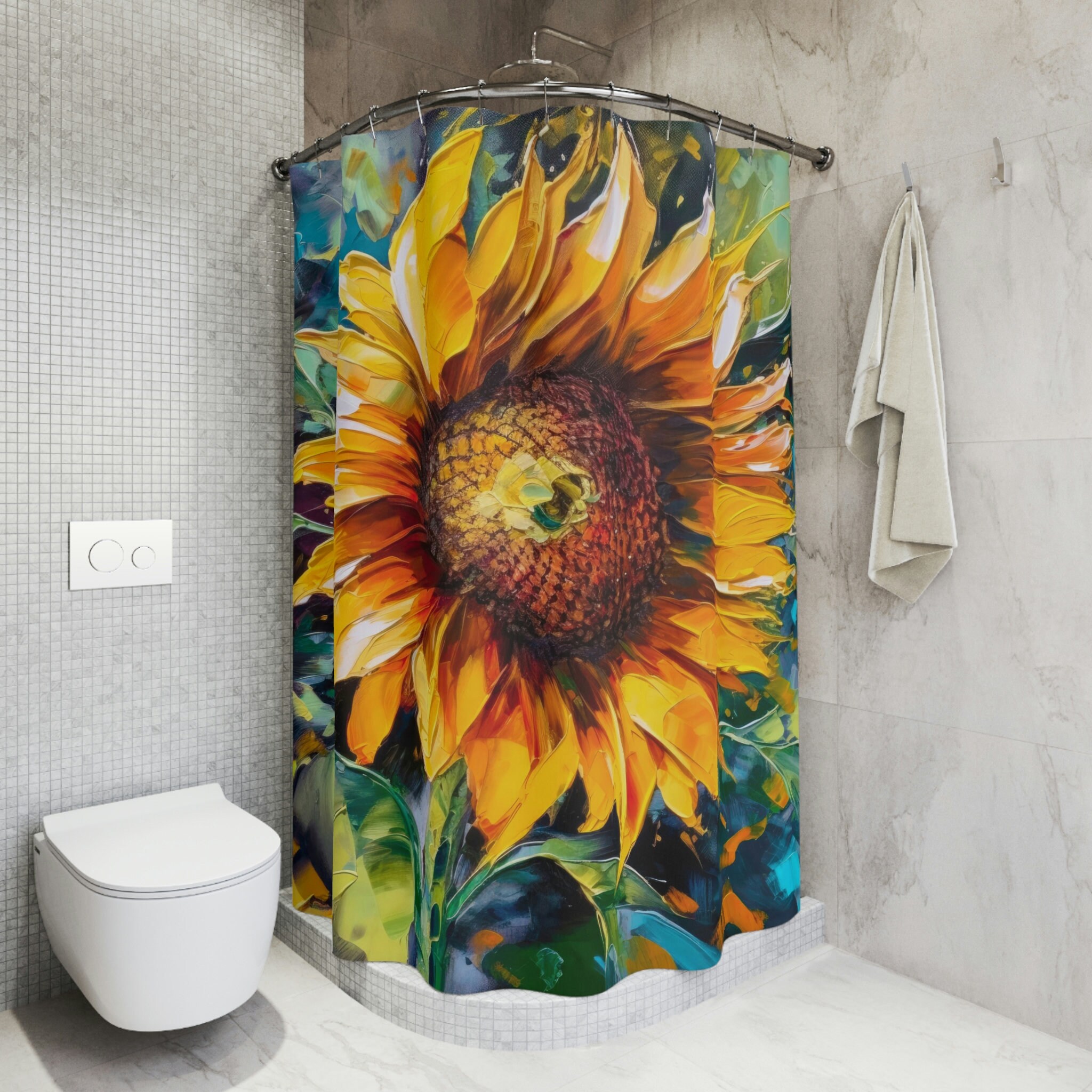 Passionate and Surreal Kansas State Flower Sunflower Shower Curtain for a Natural Bathroom Look