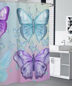 Pastel Butterflies Shower Curtain with a Beautiful Gradient Design
