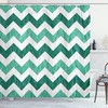 Pastel Chevrons Green Geometric Pattern Shower Curtain For Modern Bathroom Decor