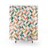 Pastel Color Geometric Pattern Design Boho Shower Curtain For Housewarming Or Birthday Gift