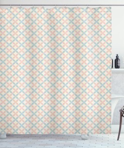 Pastel Color Motifs Print Shower Curtain For Bathroom
