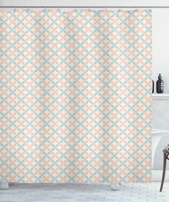 Pastel Color Motifs Print Shower Curtain For Bathroom