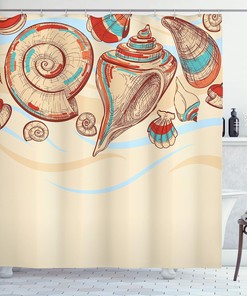 Pastel Colored Macro Seashell Coral Mollusk Seashells Shower Curtain