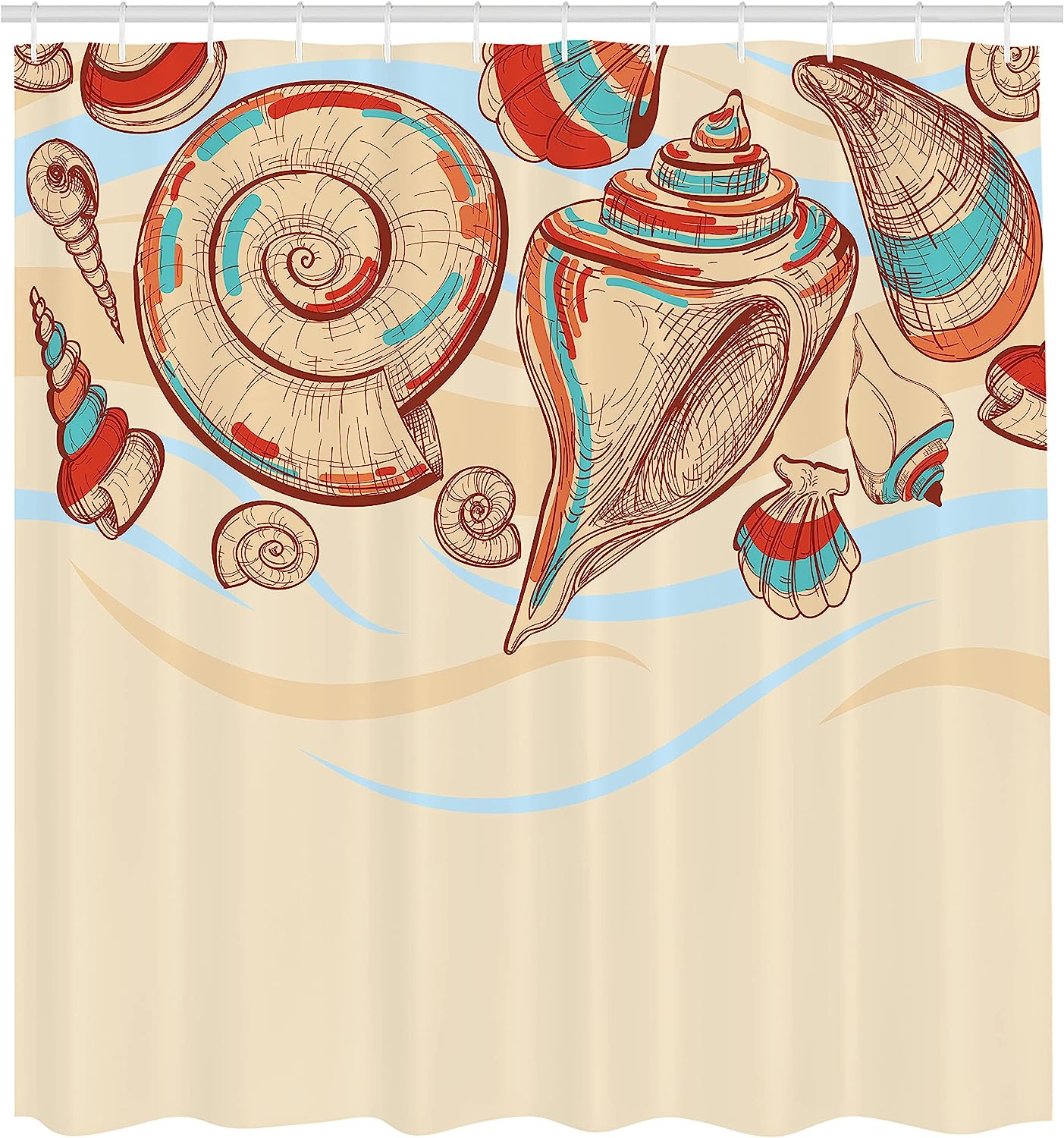 Pastel Colored Macro Seashell Coral Mollusk Seashells Shower Curtain - Image 2