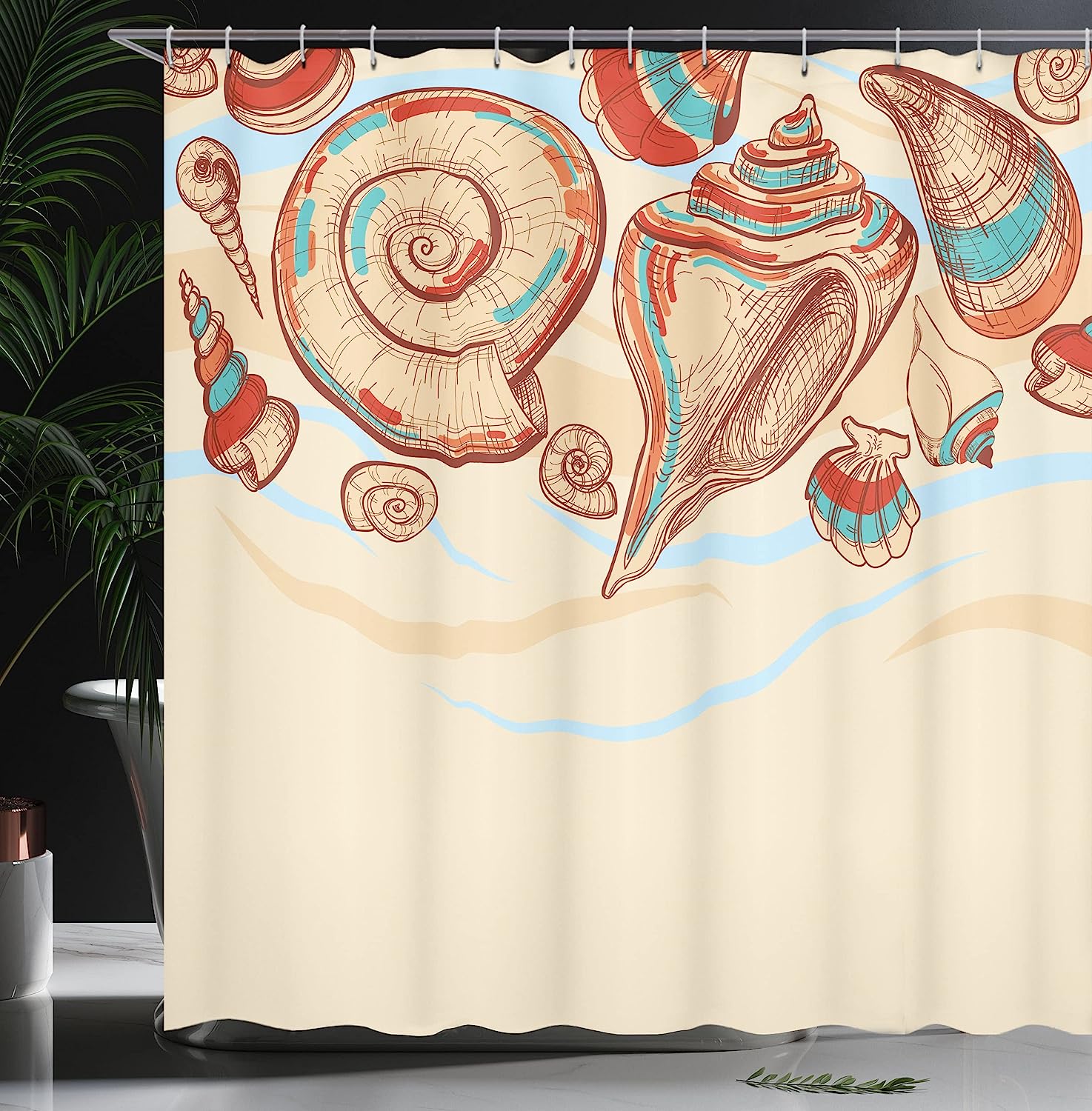 Pastel Colored Macro Seashell Coral Mollusk Seashells Shower Curtain - Image 3