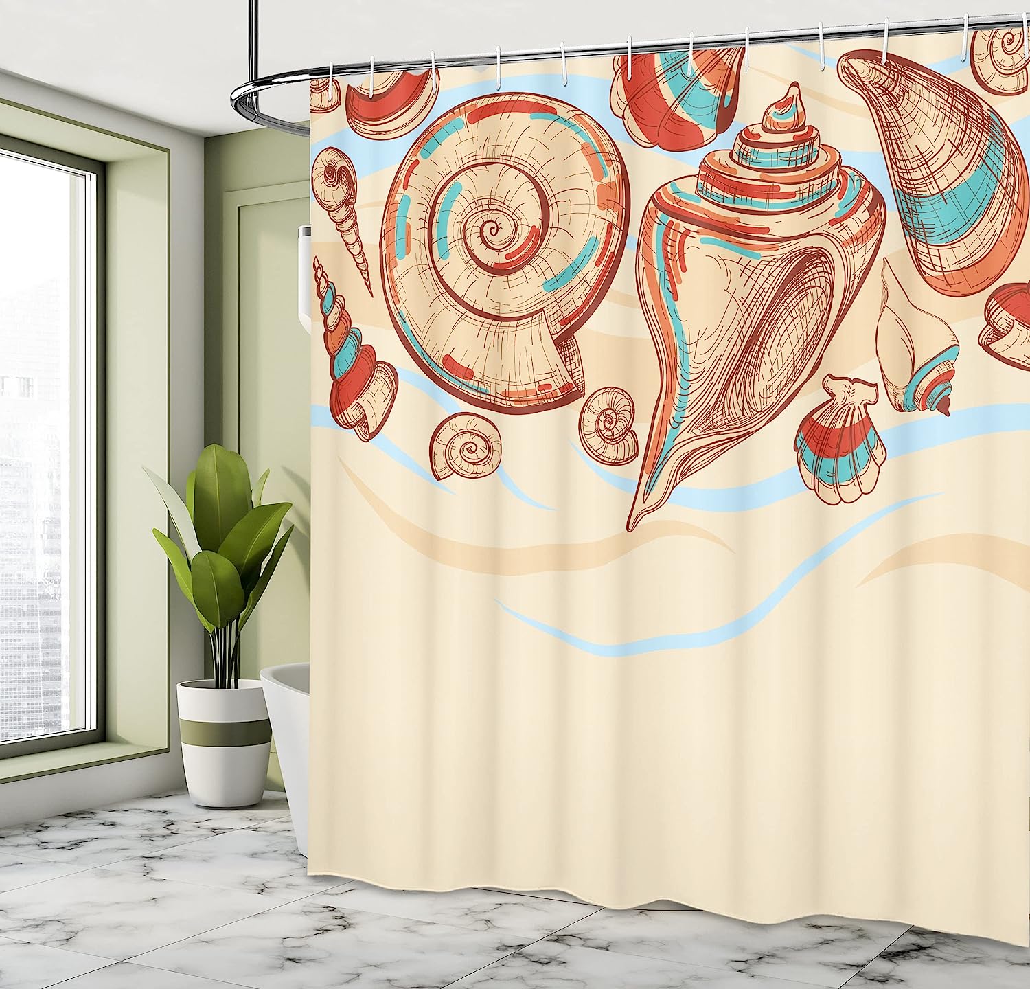 Pastel Colored Macro Seashell Coral Mollusk Seashells Shower Curtain - Image 4