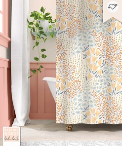Pastel Flowered Fabric Shower Curtain With Colorful Floral Print, Perfect For Bohemian Cottagecore Home Decor