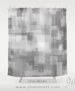 Pastel Grey Geometric Soft Flannel Look Shower Curtain for Neutral Home Bath Decor